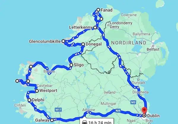 Rundreise Irland Nord Übersicht