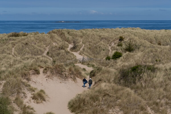 Weg vom Bamburgh Castle zum Strand